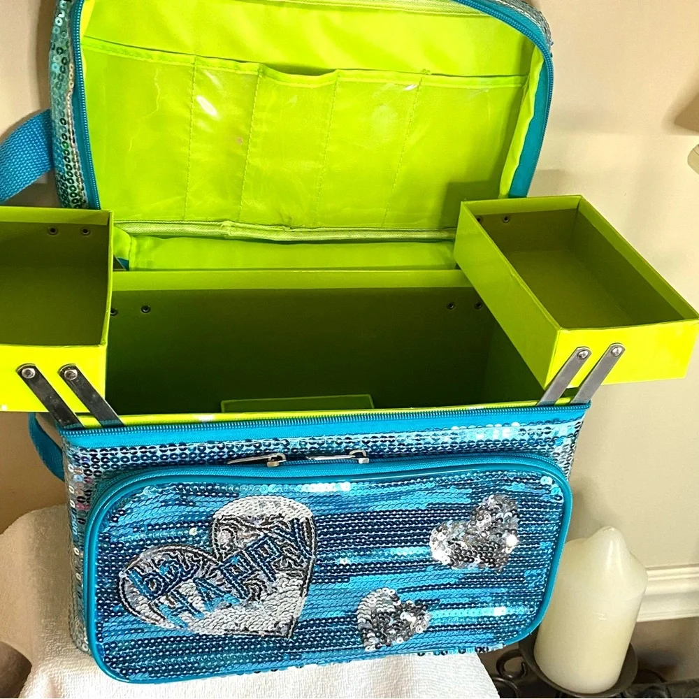 Justice Sequin Blue makeup or jewelry organizer sparkly overload